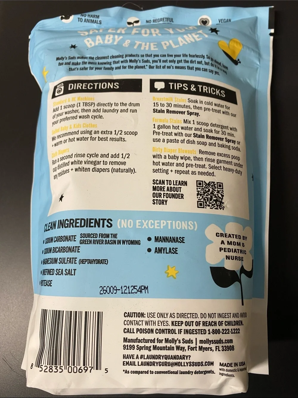 NEW SEALED MOLLY SUDS Baby Laundry Powder - Fragrance Free 42.1oz